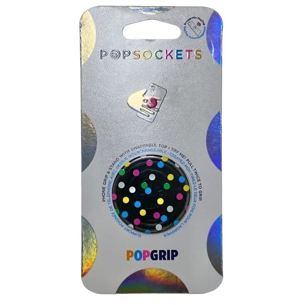 Popsockets NWT Black Disco Dots POPGRIP Phone Grip Stand
